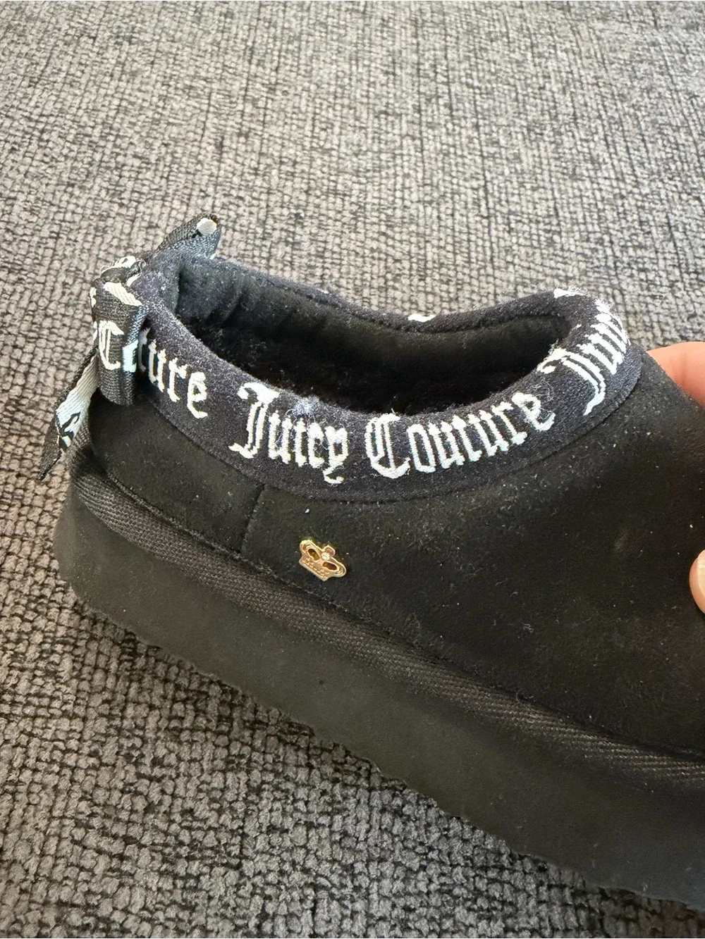 Juicy Couture Black Cozy Slip-On Booties with Branded Trim